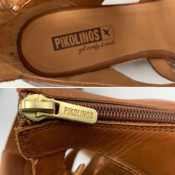 PIKOLINOS Blanes Heeled Block Sandals With Zipper Brandy/Brown Size 9-9.5 - Picture 8 of 12